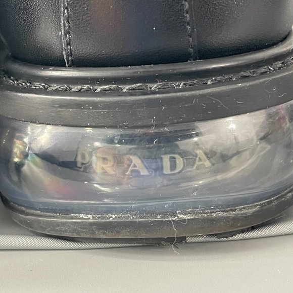 Authentic Prada Black Leather High Top Sneakers, Men's Size 9 (US 10) - Picture 9 of 15